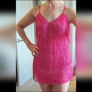 Pink Sparkle Fringe Dress +glasses+2 bracelets - M/L - Perfect for Eras Tour 💕